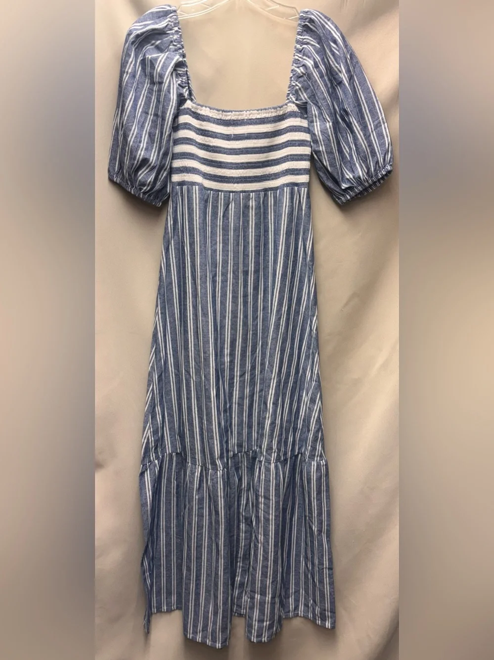 Emerson Fry Love Tomas Puff Sleeve
Striped Smocked Cotton Maxi Dress NWT XS/S - Picture 5 of 9